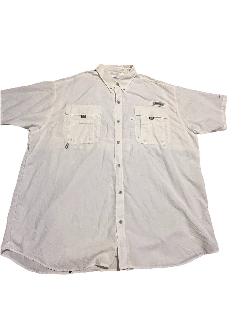 Columbia PFG Button Up Shirt 2XL XXL White Mesh Fishing Vent Boat Outdoor Tactel